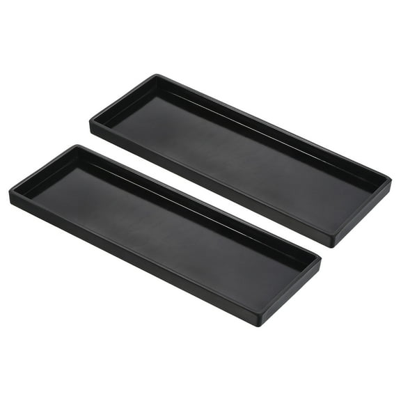 Uxcell 13x5" Fast Food Tray, 2 Pack Plastic Reusable Multi-Purpose Rectangle Serving Tray Smooth Surface Black