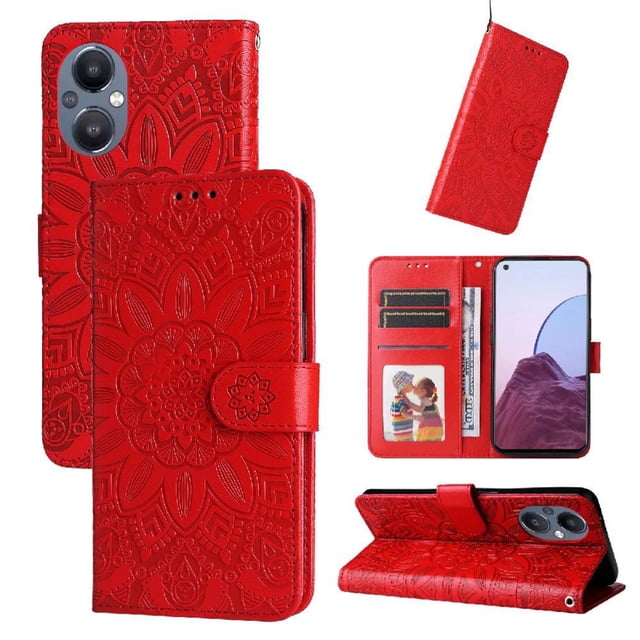 Funda tipo cartera GANGXUN para OPPO Reno 8Z , diseño girasol, cuero PU, soporte, cierre magnético, tarjetero