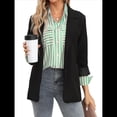 thumbnail image 2 of Camisas A Rayas con Botones para Mujer, Blusas Casuales de Larga con Cuello en V y Bolsillos Verde XXL, 2 of 7