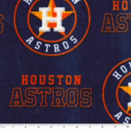 MLB Houston Astros 58 100% Polyester Fleece Sports Logo Fabric By the Yard Blue