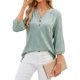 thumbnail image 2 of Blusas Elegantes e Informales para Mujer, Camisetas de 3/4 con Cuello en V y Puños Fruncidos. Verde Oscuro S, 2 of 10