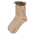 thumbnail image 5 of MeMoi Women's Wool Blend Plaid Ruffle-Cuff Chain Stitch Crew Sock - Womens - Female, 9-11, Burgundy, 5 of 7