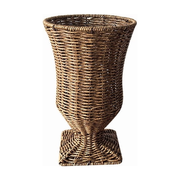 Handcrafted Flower Pot Wine Glass Shape Woven Vase For Roses Dried Florals Brown 5x5in 1 Pack