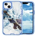 thumbnail image 3 of SaniMore for iPhone 14 Plus (6.7" 2022 Release) Case, Fashion Marble Pattern for Girls Women Shockproof Bumper Wireless Charging Hybird PC TPU Tri-layer Anti-drop Shell, Black & Blue Marble, 3 of 7
