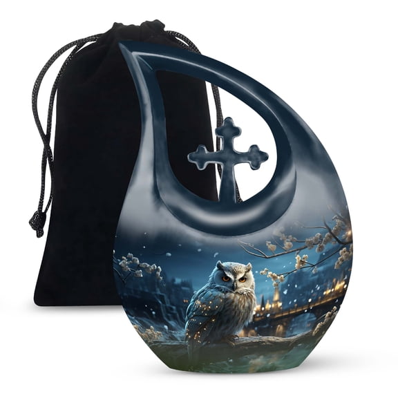 JAGSHASHI Owl Adult Male Urn - Large Urn - Urn Ashes For Women - Cremation Urns For Ashes For Women - 10 Inch With Velvet Bag - Urns For Ashes Adult Female Mom - Funeral Urns For Women