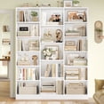 thumbnail image 4 of Homfa Triple Row 6-tier Bookshelf, 74 in Tall Bookshelf with 17 Open Display Shelves, Large Bookcase for Office Living Room, White, 4 of 9