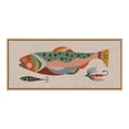 thumbnail image 2 of Kate and Laurel Sylvie Gone Fishing Neutral Linen Texture Framed Canvas Wall Art by Rachel Lee of My Dream Wall, 18x40 Natural, Bright Colorful Fish Art Print for Wall Decor, 2 of 6