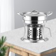thumbnail image 4 of Olla caliente de acero inoxidable para frotar Fondue caliente Olla de de Alcohol Olla de Alcohol para viajes en interiores y exteriores - Tapa de acero Soledad platos de chorro, 4 of 10