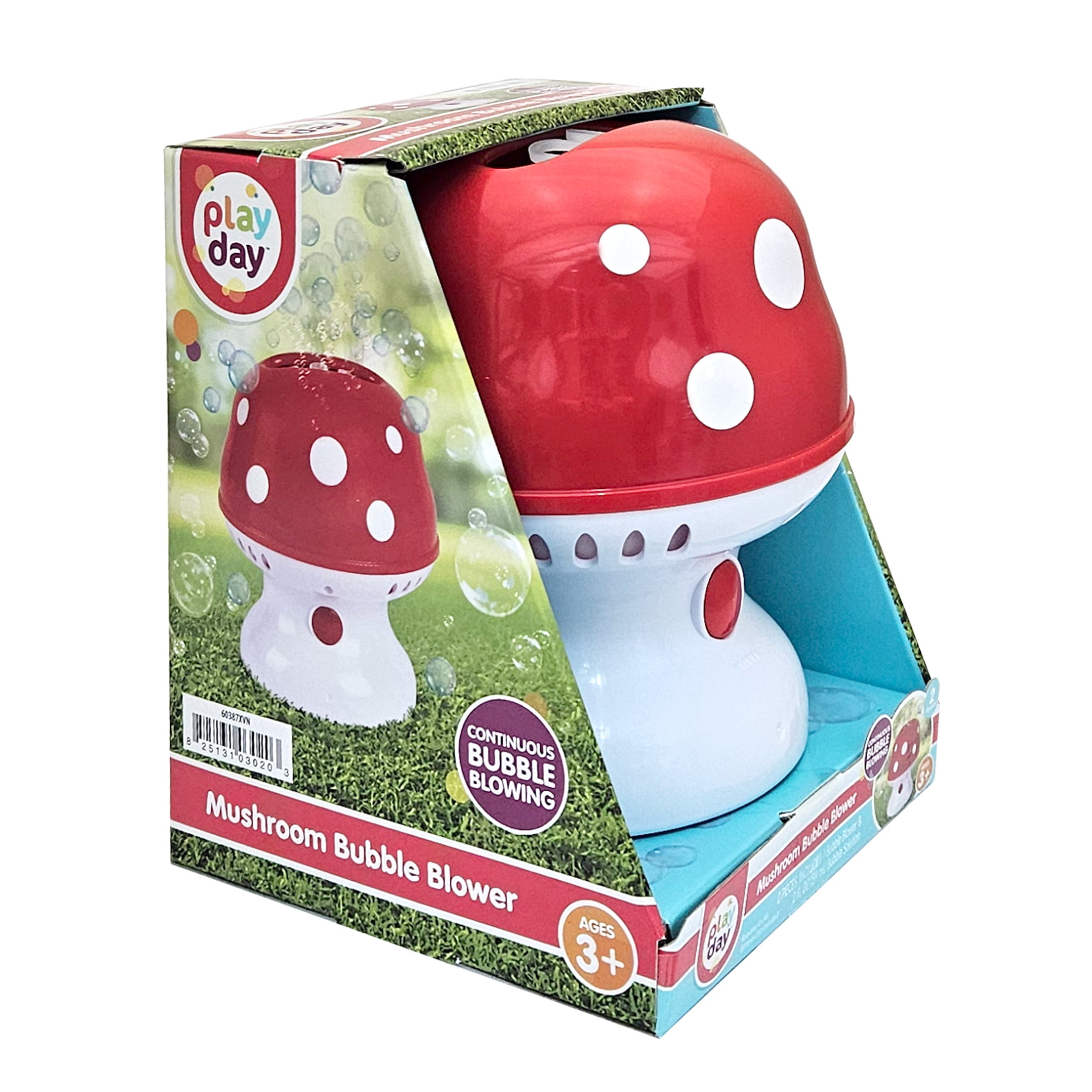 Play Day Mushroom Bubble Blower, Battery Operated, 3+