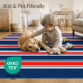thumbnail image 4 of ODIKA 8'x10' Washable Area Rug Non-Shedding, Easy Care, Striped Horizontal Navy Balanced Nautical Motif Strip Mudroom for King Size Bedroom Under Bed, Master Suite, 4 of 7