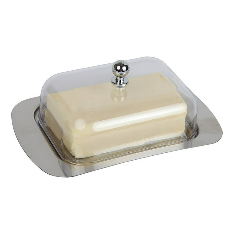 Stainless Dish, Premium Butter Dish with Lid and Easy Grip Handle, Easy  to Use and afe Safe