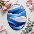 thumbnail image 7 of Canvas Wall Art Blue White Stripe Decorative Decor Wave Patterns Repetitive Lines Oval Framed Canvas Prints Vintage Wall Hanging Decor for Home Decorations 8.6"x11.4", 7 of 7