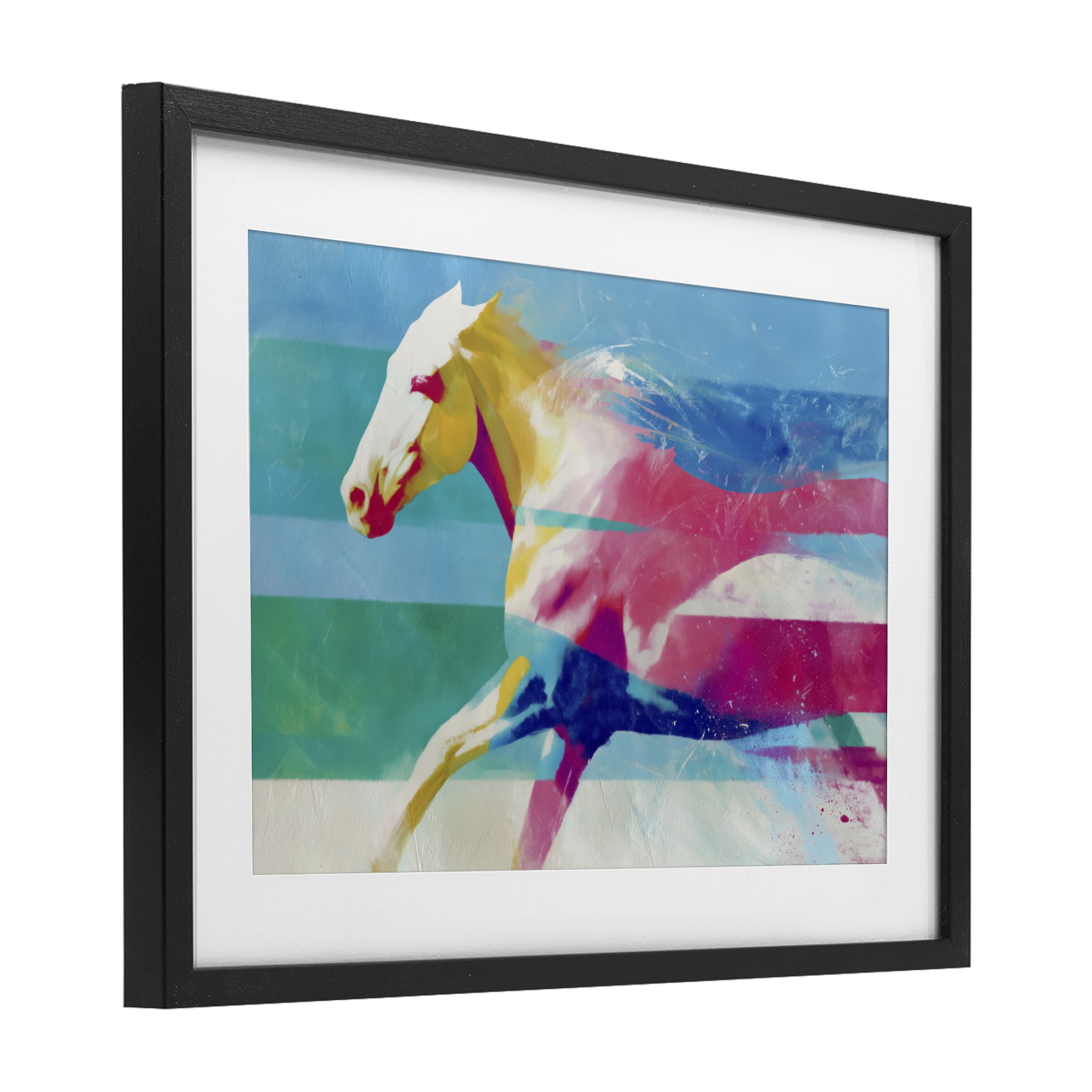 Stupell Industries Abstract Horse In Stripes Black Framed Print Under Glass, design by Chromatic Storm Studio