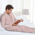 thumbnail image 6 of Salouo Floral Retro Style Print Button-Front Long Sleeve Pajama Set for Men, Soft 2Pjs Men's Long Sleeve Sleepwear-X-Large, 6 of 7