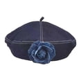 thumbnail image 4 of Boina de mujer, sombrero de moda para fiestas de primavera, viajes, festivales, tocados y disfraces. Azul vaquero oscuro, 4 of 9