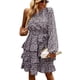 thumbnail image 1 of Vestido de mujer con hombros caídos, manga larga, estampado floral de una pieza para todas las estaciones, negro M, 1 of 8