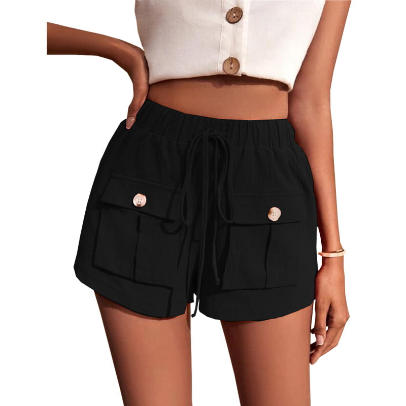 Women Cotton Linen Summer Shorts Bowknot Tie Waist Summer Casual Shorts  with Pockets - Walmart.com