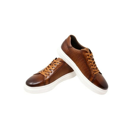 

Barabas men s weave pattern laced up low top leather sneaker 3SH23