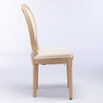 thumbnail image 3 of French Style Dining Chairs Set of 2, Farmhouse Dining Chairs with Round Back and Solid Wood Legs, Oval Side Chairs with Nailhead Trim & Buckle Decoration (Beige), 3 of 9