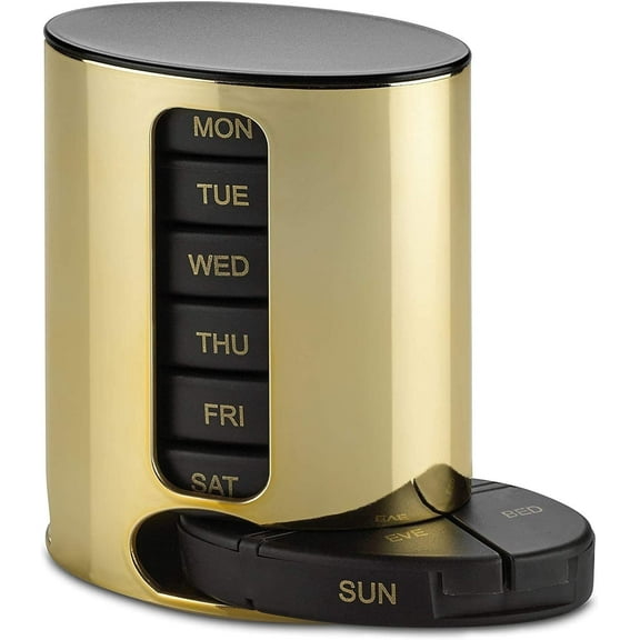 MEDca Multicolor AM/PM Pill Organizer, Stackable, 1 Pack, Gold