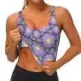 thumbnail image 4 of Xecao Daisies Flowers for Sports Bra with Removable Pads, Crop Tank Top Design, Women's Longline Sports Bra - Non-Wired - Large, 4 of 9