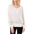 thumbnail image 1 of French Connection Womens Mesh Striped Pullover Sweater, White, X-Small, 1 of 1