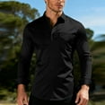 thumbnail image 5 of HomeDM Men's Button Down Dress Shirts, Long Sleeve Slim Fit Work Shirt with Pocket, Solid Color, Black, 5 of 6