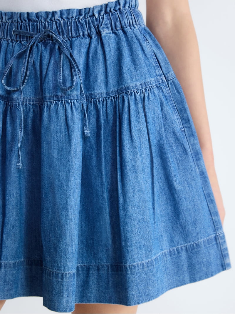 スカート denim yoke lace irregular tiered SK
