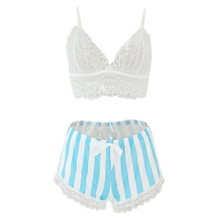 

Youmylove Fashion Deep V Lace Underwear Uniforms Underwear Sets Sleepwear Pajamas Female Lingeries