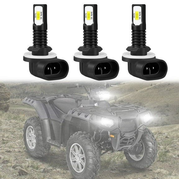 HMCYCI 3 Pack ATV LED Headlight Bulbs Lamps 90W 6500K 12000LM Super White Color For Polaris Sportsman 500 550 570 600 700 800 850 XP, 3570 CSP Chips