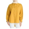 thumbnail image 2 of Fesfesfes Womens Yellow Tshirt Women Solid Color Lapel Casual Long-Sleeved Pocket Shirt Ladies Tops Free Size(US:4-10), 2 of 6