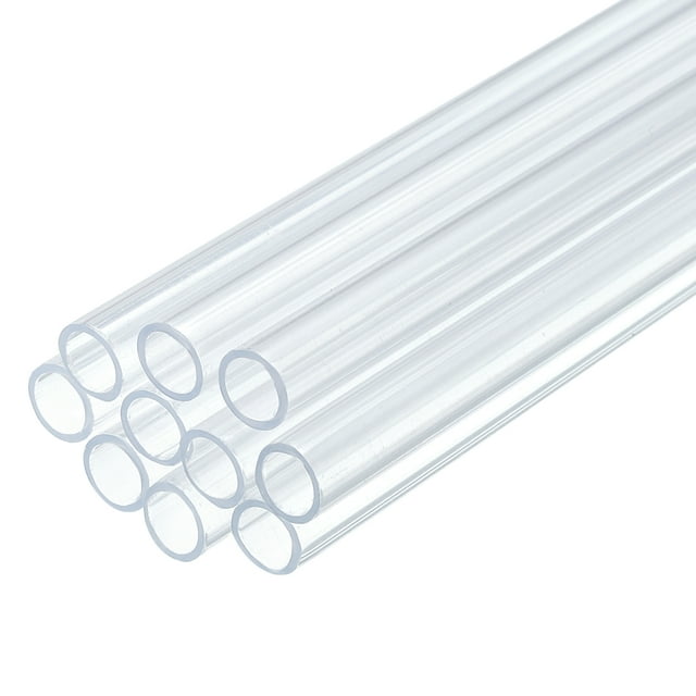 Uxcell Paquete de 10 Tubos Rígidos de Plástico Transparente 5.5mm ID x 7mm OD, Tubos Redondos de Policarbonato para Tubería de Agua de Acuario