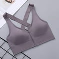 thumbnail image 5 of COMVALUE Front Zipper Sports Bras for Women Wirefree Post Surgery Bra Front Closure Racerback Mastectomy Bras (Purple, XXL), 5 of 6