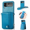thumbnail image 1 of K-Lion for Galaxy Z Flip 4 Wallet Case, Detachable Card Holder Zipper Premium PU Leather Flip Case Shockproof Adjustable Crossbody Strap Phone Cover for Samsung Galaxy Z Flip 4 5G 2022, Blue, 1 of 10