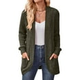 thumbnail image 1 of MAWCLOS Ladies Cardigan Sweater Long Sleeve Knitted Sweaters Solid Color Cardigans Cozy Work Open Front Army Green L, 1 of 3