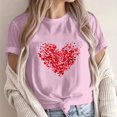 thumbnail image 2 of Valentine's Day Tshirts for Women Funny Glitter Heart Shirt Cute Holiday Short Sleeve Crewneck Tops, 2 of 4