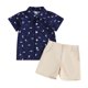 thumbnail image 1 of Odeerbi 6M-4Y Conjunto de Verano Para Niños Solapa Estampada Manga Corta Camisa Traje Pantalón Corto Conjunto de Dos Piezas, 1 of 8