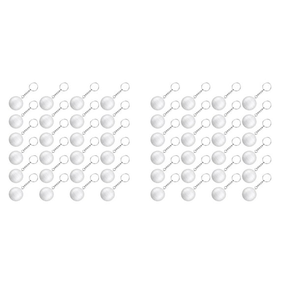 48 Pack White Volleyball Keychains,Mini Volleyball Stress Keychains,Sports Keychains,School Carnival Reward