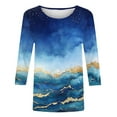 thumbnail image 4 of ZQGJB Plus Size Womens 3/4 Sleeve Tops Cute Tie Dye Marble Pattern Print Crew Neck Basic Tunic Blouse Loose Lightweight Casual Graphic T-Shirts Multicolor#01 M, 4 of 5