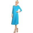 thumbnail image 5 of Women's Casual Basic Comfy 3/4 Sleeve Flare A-line Midi long maxi Dress, 5 of 5