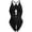 Black, variant on Lingerie For Women Lace Bodysuit Mesh Floral Deep V Neck Babydoll