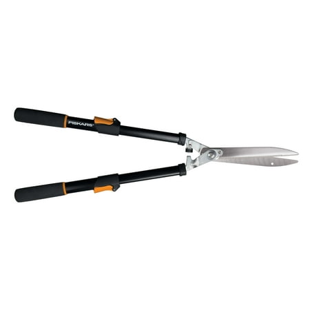Fiskars Extendable Hedge Shears  25-33  Power-Lever Steel Clippers  Black/Orange