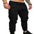 thumbnail image 1 of Men‘s Cargo Pants Slim Fit Sweatpants Jogger Drawstring Elastic Outdoor Trousers with Pockets Navy blue XL, 1 of 2