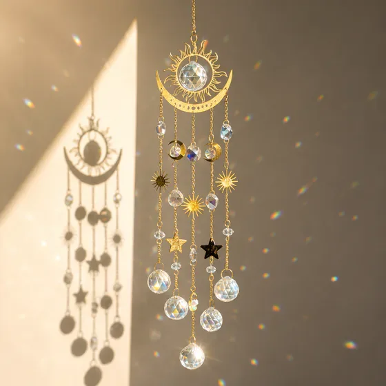 Clear Crystal Hanging Prism Suncatcher Ornament, Rainbow Light Catcher Decor for Window, Car, Wedding & Christmas Holiday Gifts