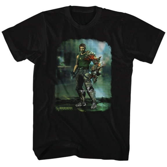 Bionic Commando Damaged Road Black Adult T-Shirt