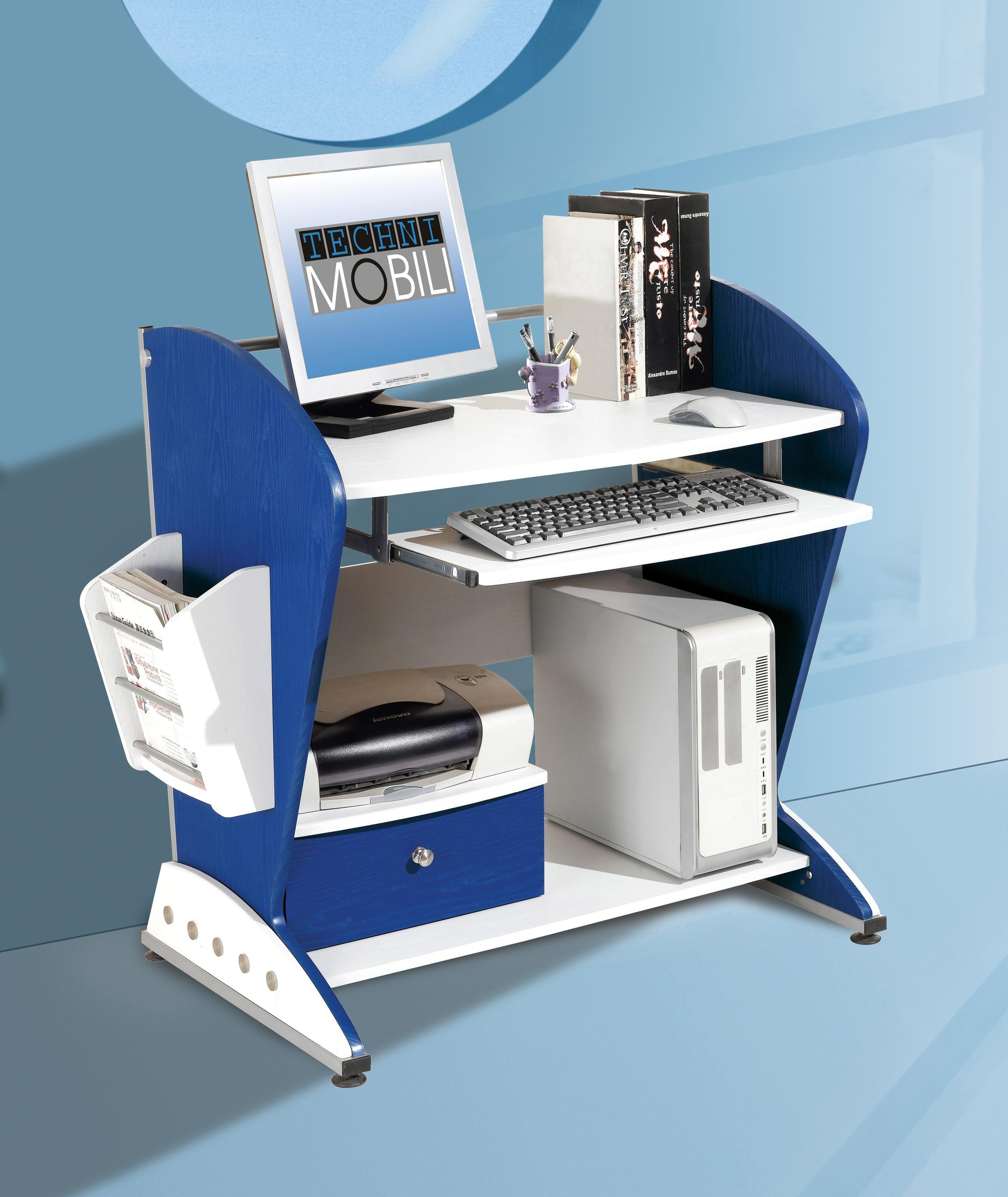 Techni Mobili Bristol Teen Computer Desk Blue White Walmart