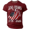 thumbnail image 3 of Havenx 250 Years Of American Independence T-Shirt for Men Crewneck Short Sleeve Shirts American Flag Design Graphic Tshirts Classic Patriotic Summer Workout Freedom Tee Tops,Wine 2XL, 3 of 6