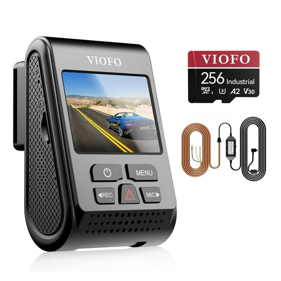 VIOFO A119 V3 2K Quad HD Dash Cam Bundle with 256GB MicroSD Card & HK3 Hardwire Kit - Includes Ultra Clear Night Vision, GPS, Parking Mode, High-Speed Storage