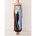 thumbnail image 4 of Raccmtaty Women's Strapless Long Dress Sleeveless Abstract Print Loose Tube Dress Summer Beach Dress, 4 of 9
