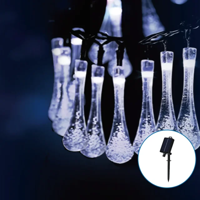 Guirnaldas De Luces Led Solares Exterior 10m Navidad Adornos Blanco